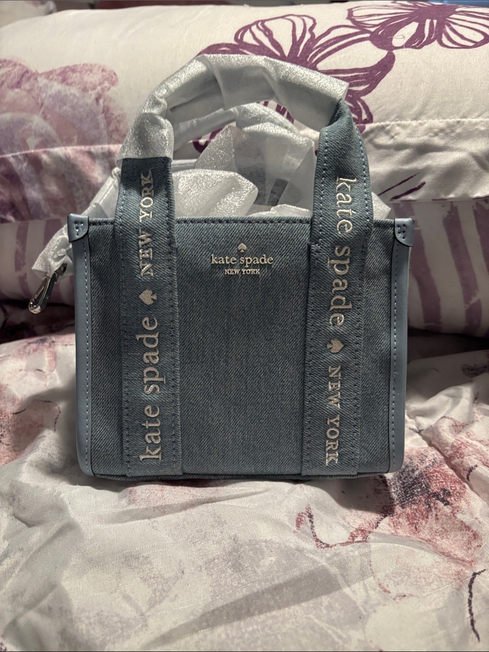 kate spade Light Blue Mini Tote with Branded Straps